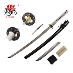 41" HANDMADE ONIKIRI Japanese SAMURAI SWORD KATANA w/ HIDDEN DAGGER PLATED TSUBA