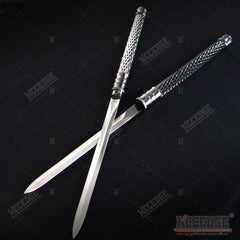 25 Inch 2 in 1 Double Bladed Ninja Sword Staff Spear Short Sword