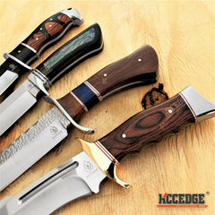 12" FULL TANG FIXED BLADE KNIFE WITH WOOD HANDLE SCALES & 440 STAINLESS STEEL BLADE HUNTING KNIFE CAMPING KNIFE SURVIVAL KNIFE