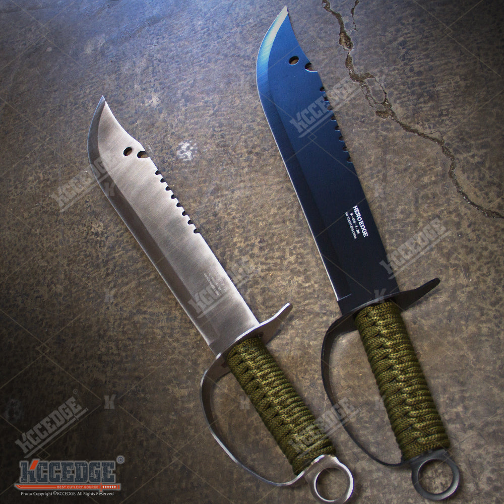24 Hunting Survival Sawback Military Full Tang Machete Fixed Blade Knife