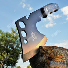 11" COMBAT OUTDOOR TOMAHAWK GUT HOOK THROWING AXE Tactical Battle Hatchet Hunting Hex Hole Zombie Survival Ax