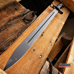 20" WWII M1 GARAND STYLE BAYONET KNIFE Military Tactical Hunting Fixed Parkerized Steel Black Blade Full Tang + SCABBARD w/ Belt Hanger