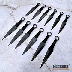 12PC Ninja Hunting KNIVES Full Tang Combat Kunai Throwing Knife Set Case
