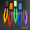 Image of 2PC 9" SUPER SHARP Tip Point Throwing Knife Set with Sheath Ninja Kunai Combat Technicolor High Impact Throwers Outdoor Nylon Cord Wrapped Handles w/ Finger Hole