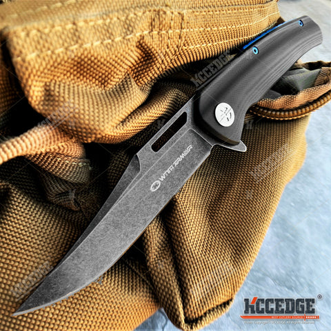 8" Tactical Knife Dark Gray Stonewash D2 Steel Blade Pocket Knife with Ball Bearing System Paired With G10 Handle Scales Hunting Knife Camping Gear