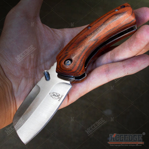 3PC COMBO SET Outdoor Survival Assisted Open 8" Pocket Folding Knife BUCKSHOT CLEAVER SHAVER STYLE Blade