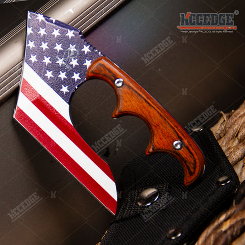 4.75" TACTICAL FIXED BLADE KNIFE FULL TANG CAMPING KNIFE w/ WOOD HANDLE