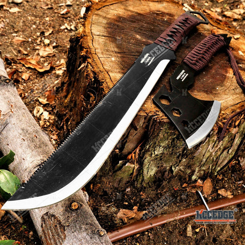 19" MACHETE & AXE COMBO SET SURVIVAL MACHETE HUNTING MACHETE CAMPING MACHETE