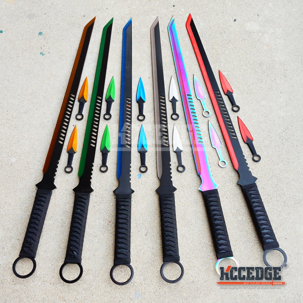 27 NINJA SWORD Green MACHETE Full Tang Tactical Blade Katana & Throwing  Knives