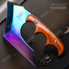 Image of 4.75" TACTICAL FIXED BLADE KNIFE FULL TANG CAMPING KNIFE w/ WOOD HANDLE