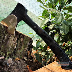 11 5/8" HUNTING TACTICAL TOMAHAWK THROWING AXE Steel Edge Battle Hatchet FULL TANG ZOMBIE Combat Ax Rubber Handle + Kydex Sheath