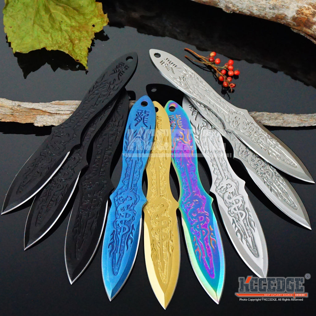 12 PC NINJA THROWING KNIVES SET w/ SHEATH Kunai Combat Tactical Hunting  Knife