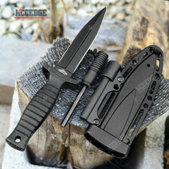 6.75" Tactical Survival Fixed Blade Knife w/ Pressure Sheath And Fire Striker