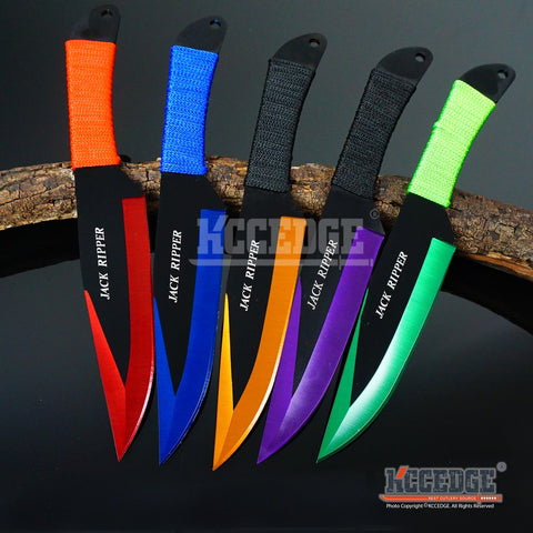 2PC 9" Jack Ripper High Impact Throwing Knife Set with Sheath Ninja Kunai Combat Technicolor Sharp Throwers Outdoor Throwing 5 COLORS TO CHOOSE
