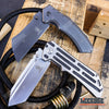 Image of 2 PC OUTDOOR EDC TACTICAL Assisted Open Buckshot TANTO Folding Pocket Knife + Buckshot Cleaver RAZOR Blade Gift Set