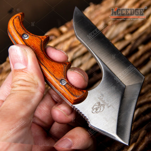 4.75" TACTICAL FIXED BLADE KNIFE FULL TANG CAMPING KNIFE w/ WOOD HANDLE