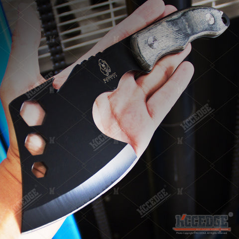 11" COMBAT OUTDOOR TOMAHAWK GUT HOOK THROWING AXE Tactical Battle Hatchet Hunting Hex Hole Zombie Survival Axe
