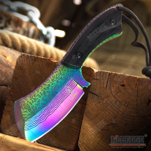 7.25" Full Tang Classic Cleaver Fixed Blade w/ Wooden Handle & Sheath