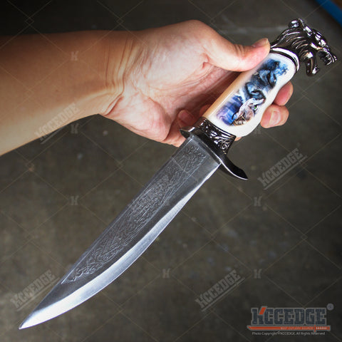 13" COLLECTOR'S HUNTSMAN COLLECTIBLE DAGGER 5 Types Animal Head Pommel Fixed Blade