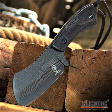 7.25" Full Tang Classic Cleaver Fixed Blade w/ Wooden Handle & Sheath
