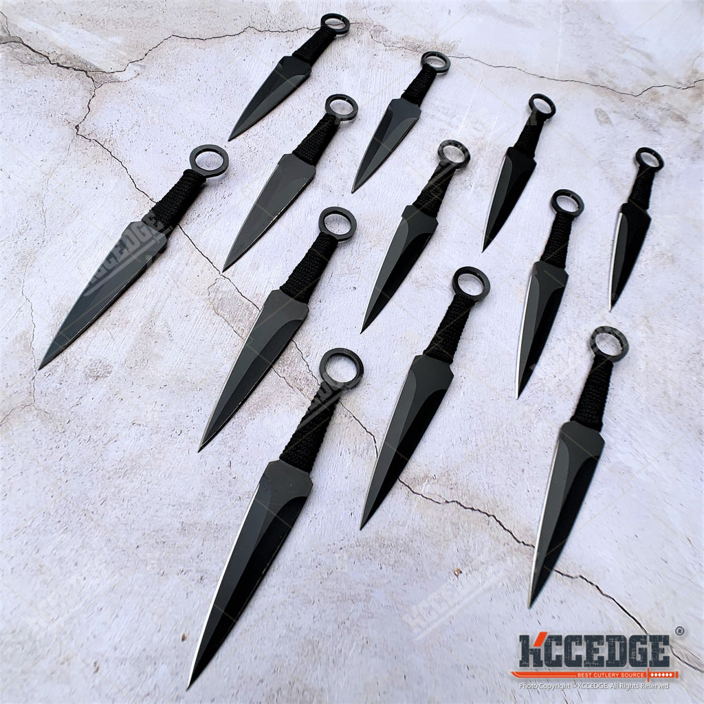 12PC Ninja Hunting KNIVES Full Tang Combat Kunai Throwing Knife Set Ca –  KCCEDGE