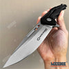 Image of 9" Tactical Knife Satin Finish D2 Steel Blade Pocket Knife with Ball Bearing System Paired With G10 Handle Scales