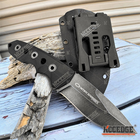 9" Full Tang Tactical Fixed Blade Knife G10 Handle w/ Kydex Sheath And Multi-Mount Molle Clip 58-59 HRC 440C Stainless Steel Blade 4mm Thick Blade With Black Stonewash Finish