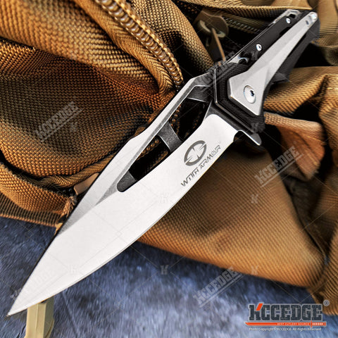 8" Tactical Knife Stonewash D2 Steel Blade with Ball Bearing System Paired With a Steel And G10 Handle Hunting Knife Camping Gear