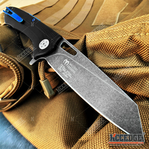 8" Tactical Knife Dark Gray Stonewash D2 Steel Blade with Ball Bearing System Paired With G10 Handle Scales Hunting Knife Camping Gear