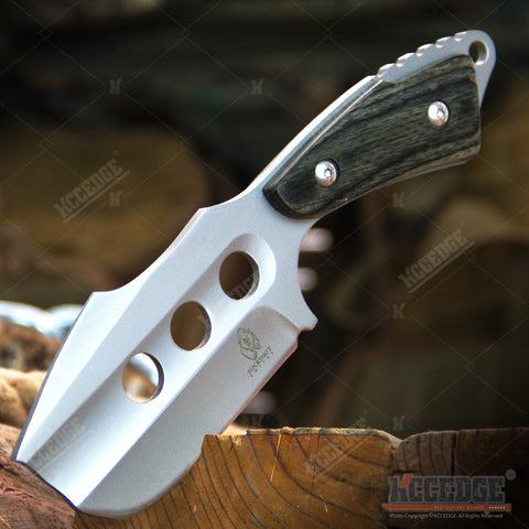 Outdoor Hunting Camping 7" Full Tang Cleaver Tactical Fixed Blade w/ Wooden Handle & Sheath