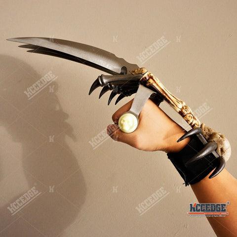 16.5" TRI-BLADE SKULL BONES WOLVERINE SKELETON HAND CLAW KNIFE Zombie Demon Skull & Bones with Armstrap