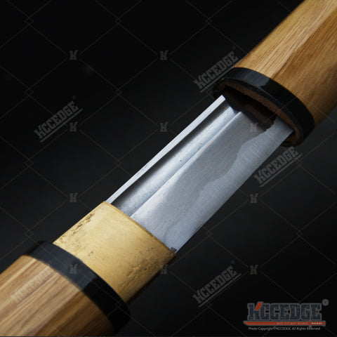 USA STOCK 40" Sharp Handmade Japanese Shirasaya Sword Onikiri Samurai Katana w/ Lacquered Wood Handle & Scabbard