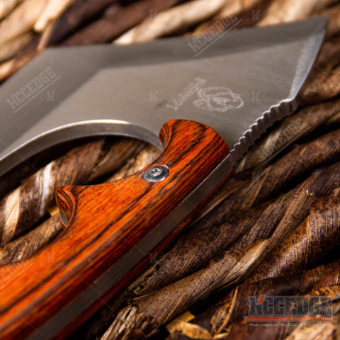 4.75" TACTICAL FIXED BLADE KNIFE FULL TANG CAMPING KNIFE w/ WOOD HANDLE