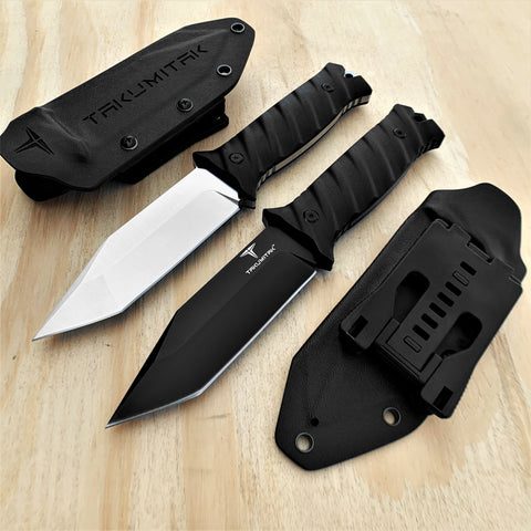 TAKUMITAK 9.75" Fixed Blade Knife D2 5mm Tanto Blade G10 & Kydex Sheath Tactical Knife