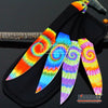 Image of 4 Colors 4PC 9" TIE DYE UNIQUE Survival Hunting Throwing Knife Set w/Sheath Wrapped Handle