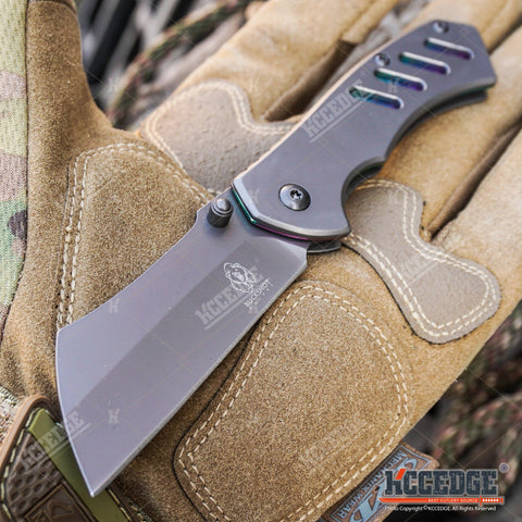 3 PC TACTICAL CAMPING Assisted Open Buckshot TANTO Folding Pocket Knife + Buckshot CLEAVER Folding Pocket Knife + EDC Little Cleaver Buckshot RAZOR Blade Gift Set