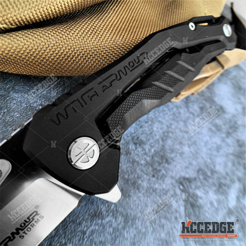 9" Tactical Knife Satin Finish D2 Steel Blade Pocket Knife with Ball Bearing System Paired With G10 Handle Scales