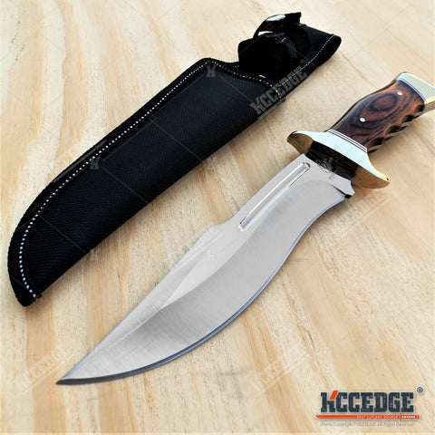  MADSABRE 12.2 inch Tactical Full Tang Fixed Blade Knife with  Sheath for Outdoor Survival Camping Fishing Hunting Knives Copper Head  Wooden Handle : Sports & Outdoors
