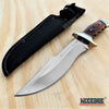 Image of 12" FULL TANG FIXED BLADE KNIFE WITH WOOD HANDLE SCALES & 440 STAINLESS STEEL BLADE HUNTING KNIFE CAMPING KNIFE SURVIVAL KNIFE