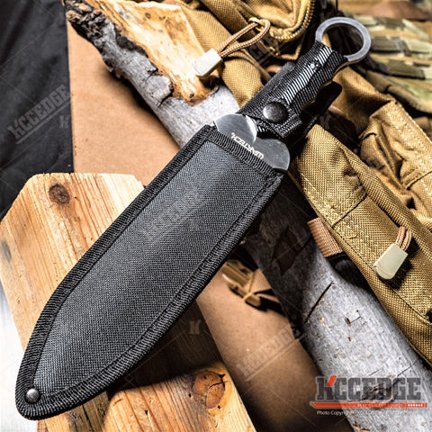 12" Tactical Knife Full Tang Fixed Blade Knife Partially Serrated Edge Survival Knife