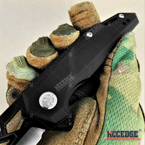 8.5" Tactical Knife D2 Steel Blade with Ball Bearing System Paired with G10 Handle Scales Hunting Knife