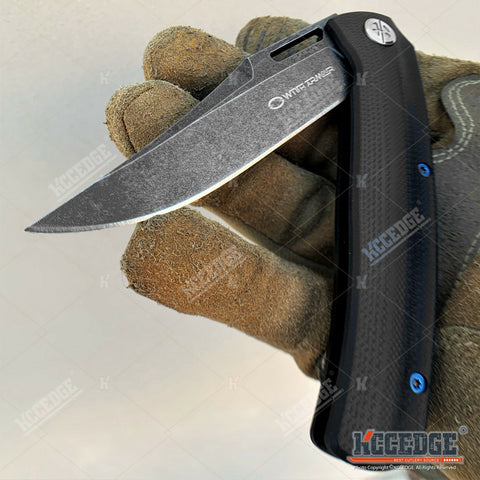 8" Tactical Knife Dark Gray Stonewash D2 Steel Blade Pocket Knife with Ball Bearing System Paired With G10 Handle Scales Hunting Knife Camping Gear