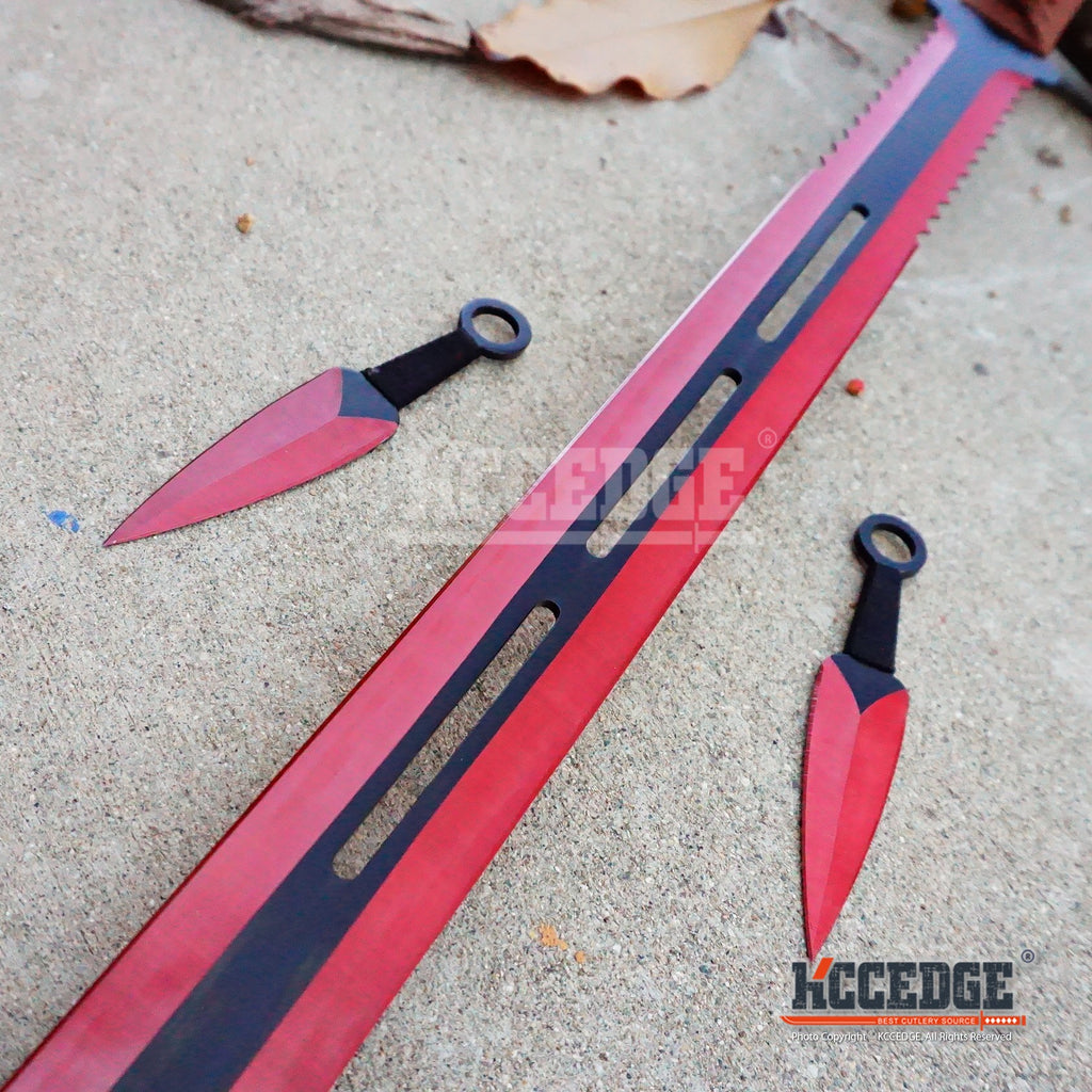 27 LASER TANTO Sword Machete + 5.5 Throwing Knives Kunai Ninja Colors +  SHEATH