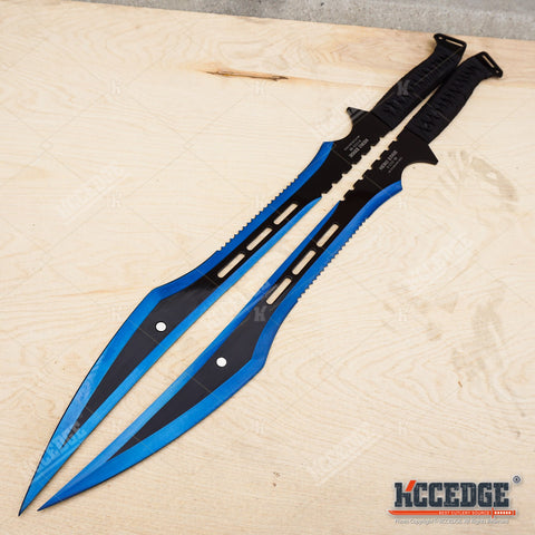 27 1/8" TACTICAL SURVIVAL Dual Twin Ninja Swords Magnetic FULL TANG Blade COMBAT