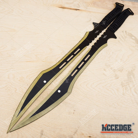 27 1/8" TACTICAL SURVIVAL Dual Twin Ninja Swords Magnetic FULL TANG Blade COMBAT