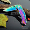 Image of 5 COLOR  8" HUNTING CAMPING FISHING RESCUE DROP POINT RAZOR Blade Assisted Open