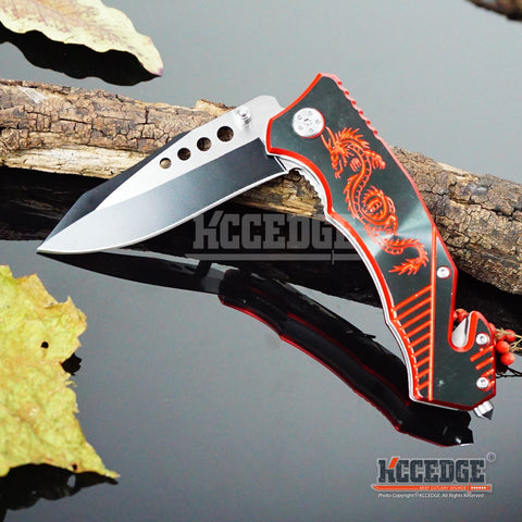 5 COLOR  8" HUNTING CAMPING FISHING RESCUE DROP POINT RAZOR Blade Assisted Open