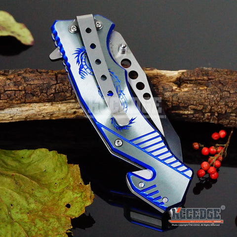 5 COLOR  8" HUNTING CAMPING FISHING RESCUE DROP POINT RAZOR Blade Assisted Open