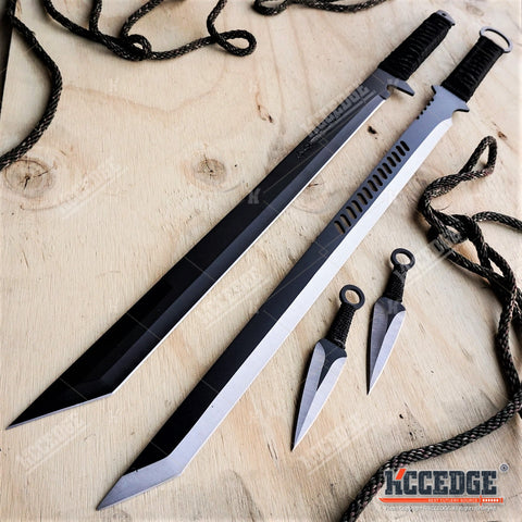 2PC 27 FULL TANG NINJA SWORD COMBO TANTO BLADES w/2 Throwing Knives –  KCCEDGE