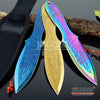 Image of 3 Colors 3PC 9" Ninja Kunai Throwers Dragon Etched Flames Survival Hunting Throwing Knife Set with Sheath Outdoor Combat